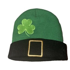 Green and Black Shamrock Beanie Unisex